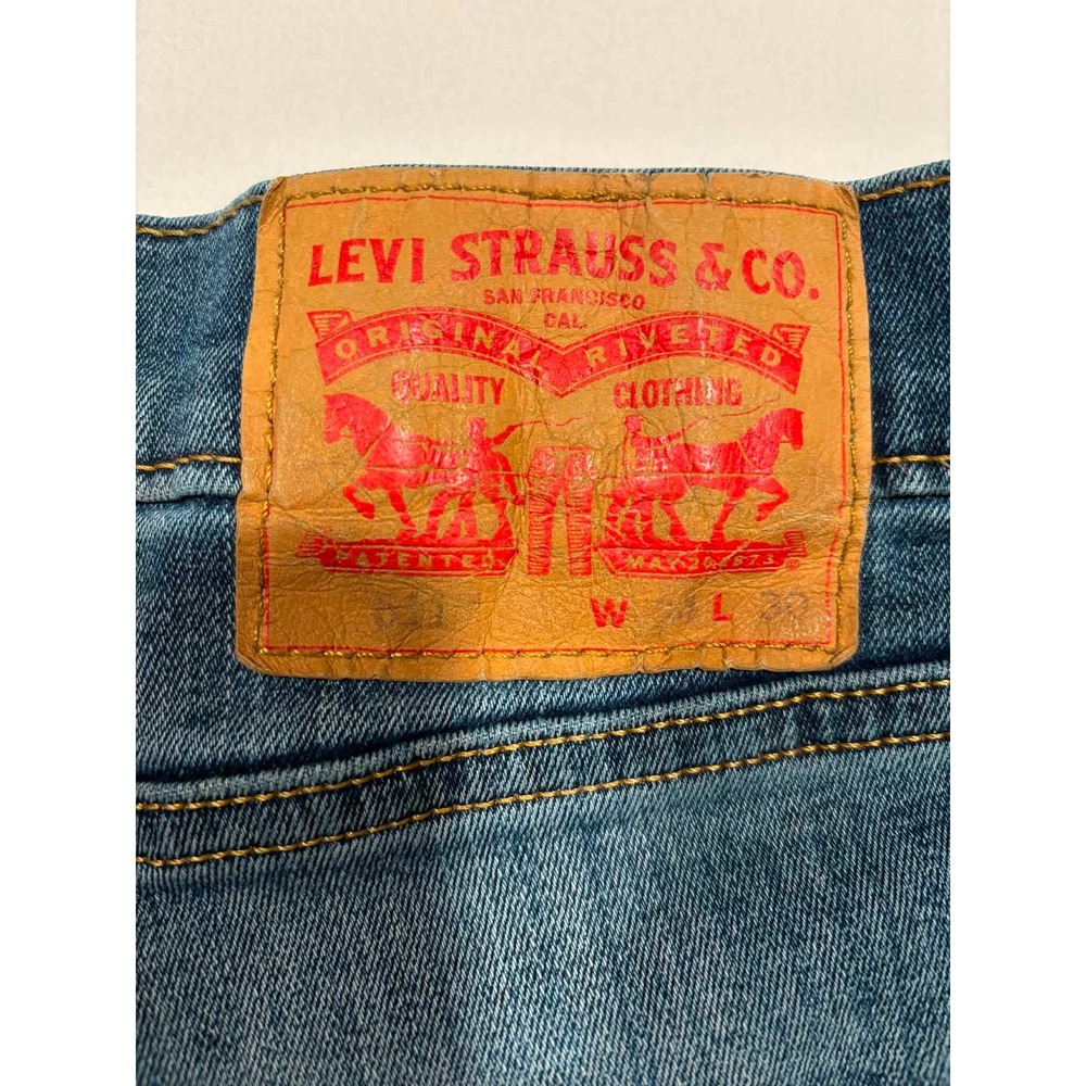 Levis 511 Slim Fit Mens Blue Jeans Medium Wash 34x30 Distressed Rip - Picture 8 of 8